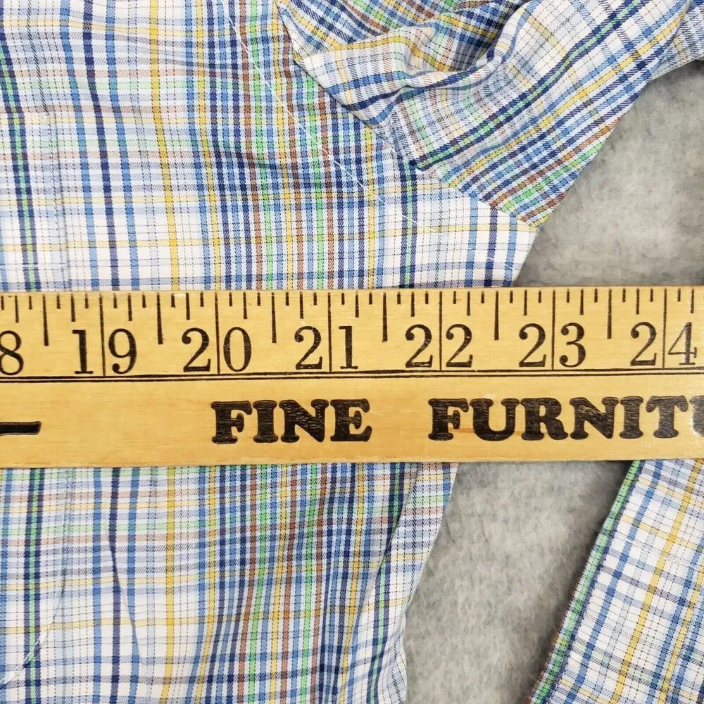 Peter Millar Men's Medium Classic Fit Plaid Cotton Shirt Blue Yellow NWT‎